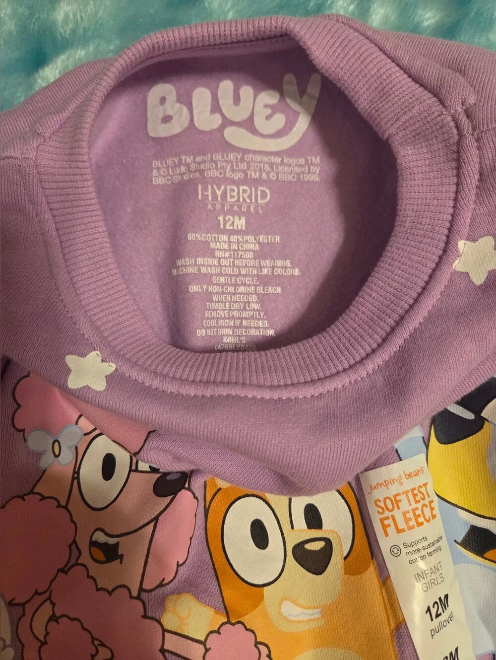 Bundle Bluey and Frozen Elsa Purple and Cream Girls' Character Sweatshirts